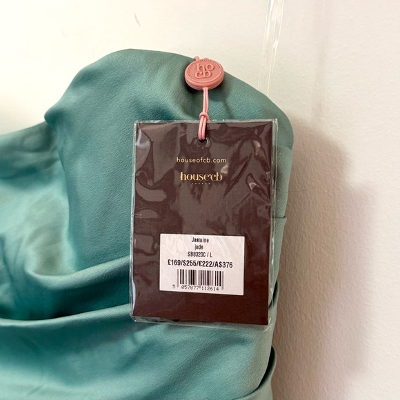 NWT HOUSE OF CB Jasmine Jade Draped Strapless Corset Mini Dress Women’s Large - Picture 7 of 10